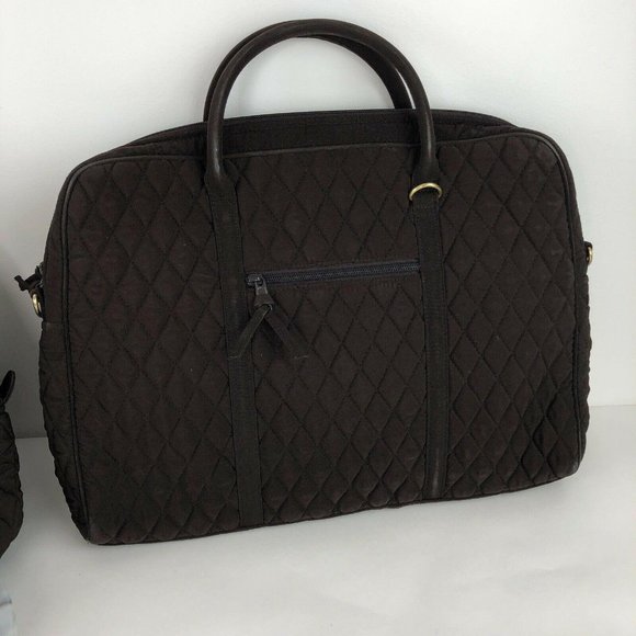 VERA BRADLEY Quilted Espresso XL Tote Weekender Carry On Bag & Laptop Briefcase - Picture 9 of 12
